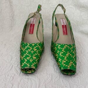 Xavier Roberto green & gold slingbacks-made in Spain. 7.5
